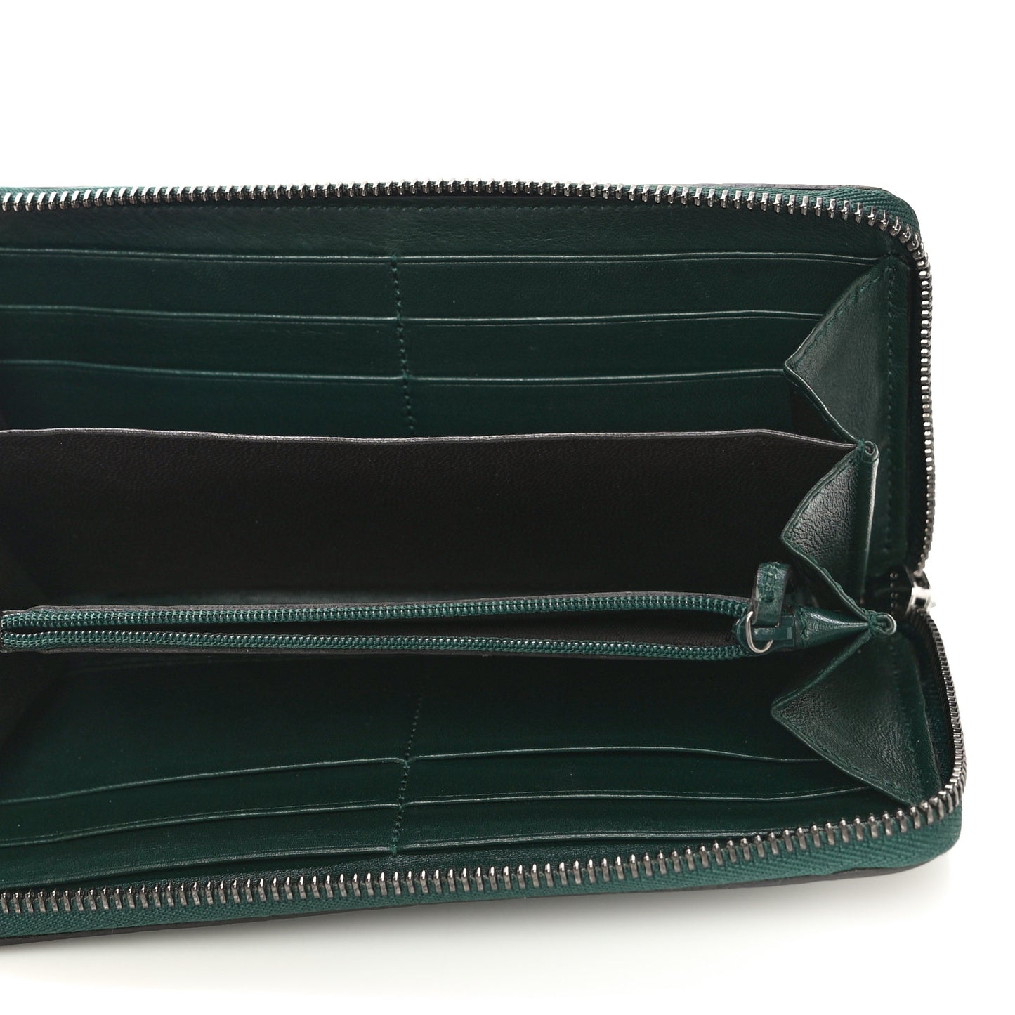 Microguccissima Zip Around Wallet Dark Green