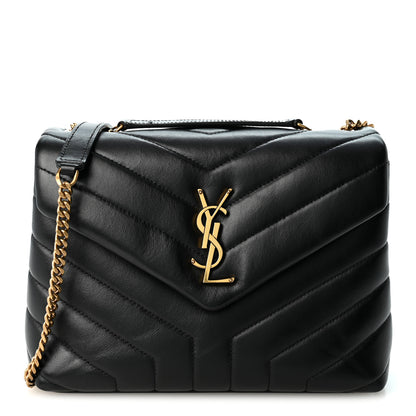 Saint Laurent Calfskin Y Quilted Monogram Small Loulou Chain Satchel Black 1 of 12