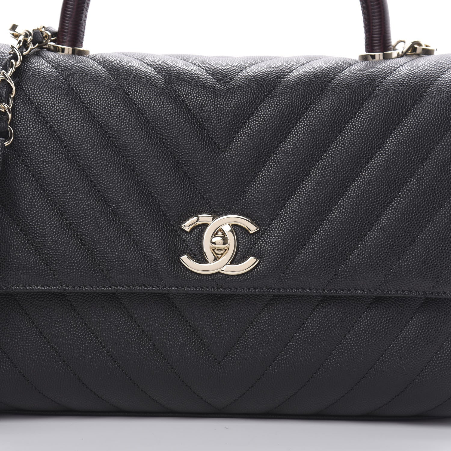 Chanel Caviar Lizard Embossed Chevron Quilted Medium Coco Handle Flap Black 8 of 11