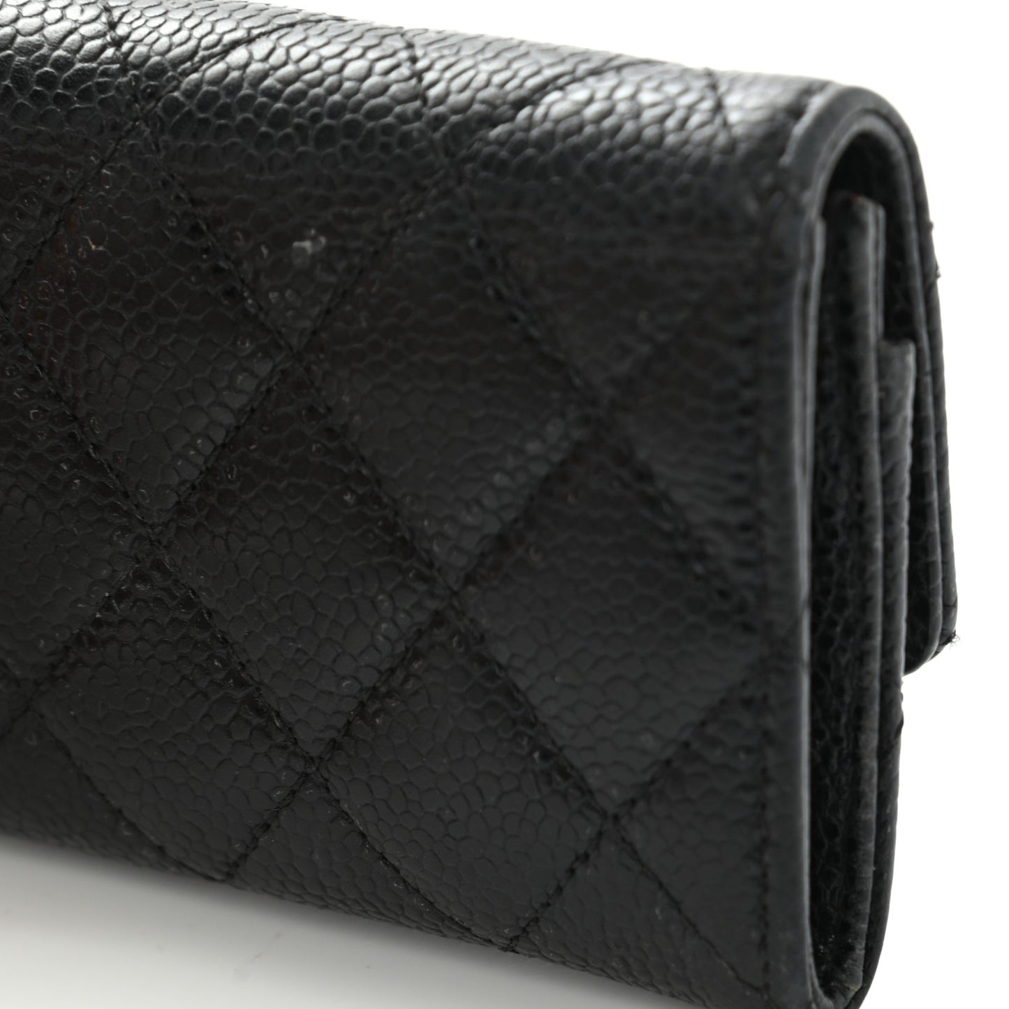 Caviar Quilted Flap Card Holder Black