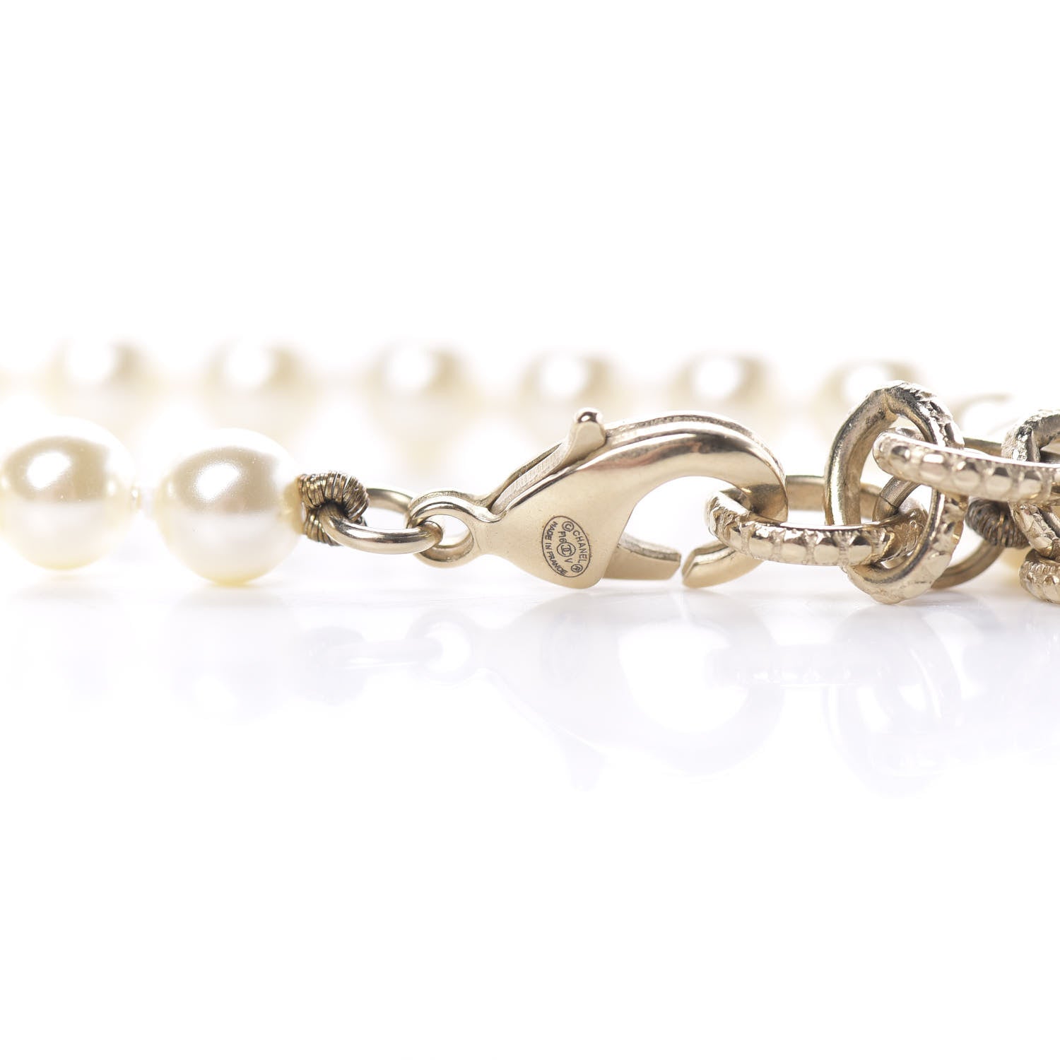 Chanel Pearl Baguette Crystal Long CC Necklace Gold 4 of 5