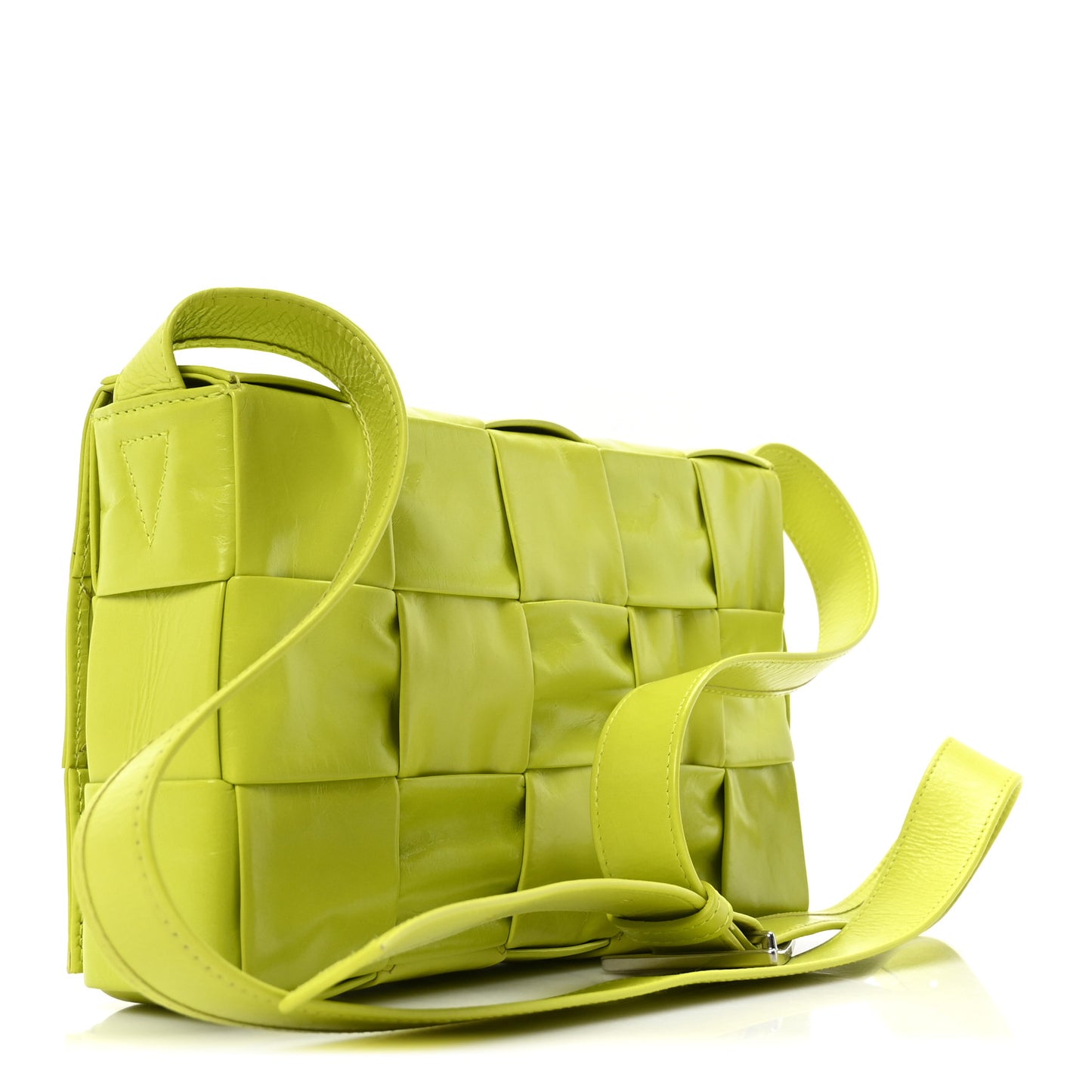 Paper Calfskin Maxi Intreccio Cassette Crossbody Bag Kiwi