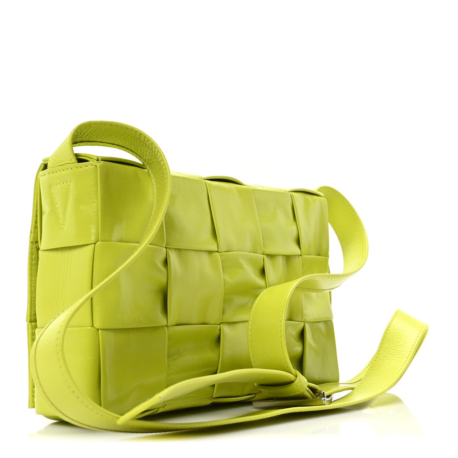 Bottega Veneta Paper Calfskin Maxi Intreccio Cassette Crossbody Bag Kiwi 3 of 9