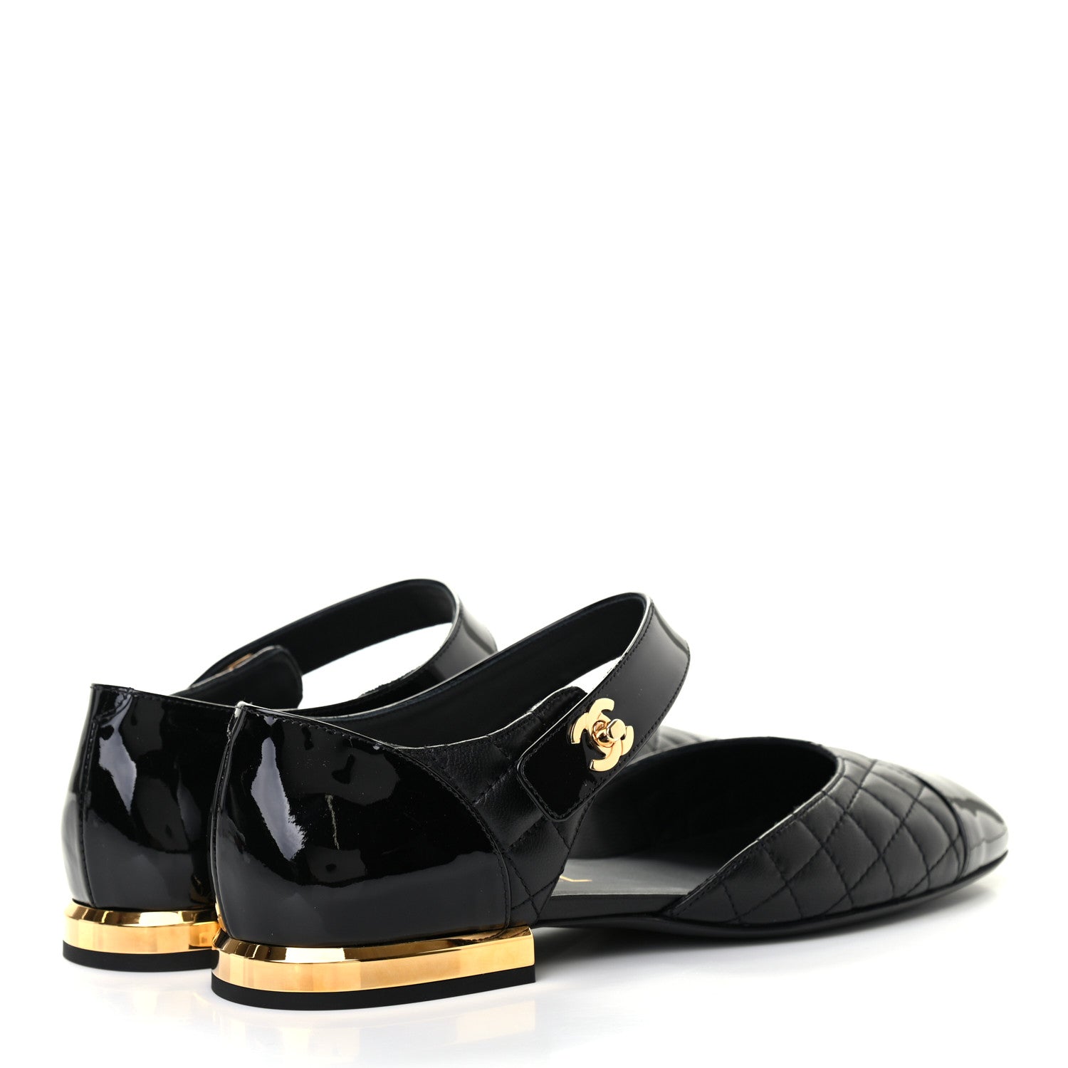 Chanel Patent Lambskin Quilted Cap Toe Ballerina Flats 38 Black 4 of 7