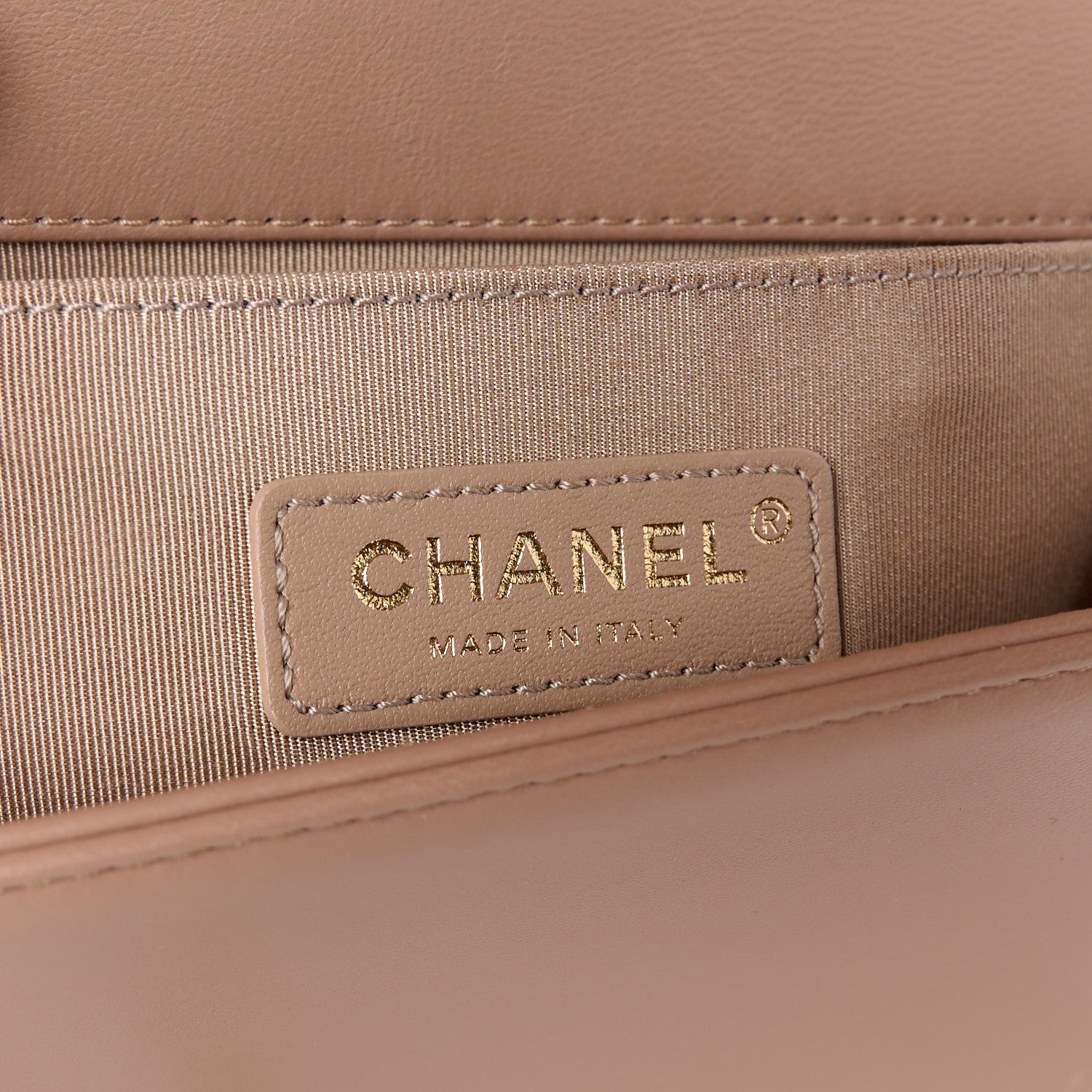 Chanel Lambskin Chevron Quilted Medium Boy Flap Dark Beige 6 of 11
