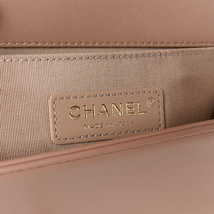 Chanel Lambskin Chevron Quilted Medium Boy Flap Dark Beige 6 of 11