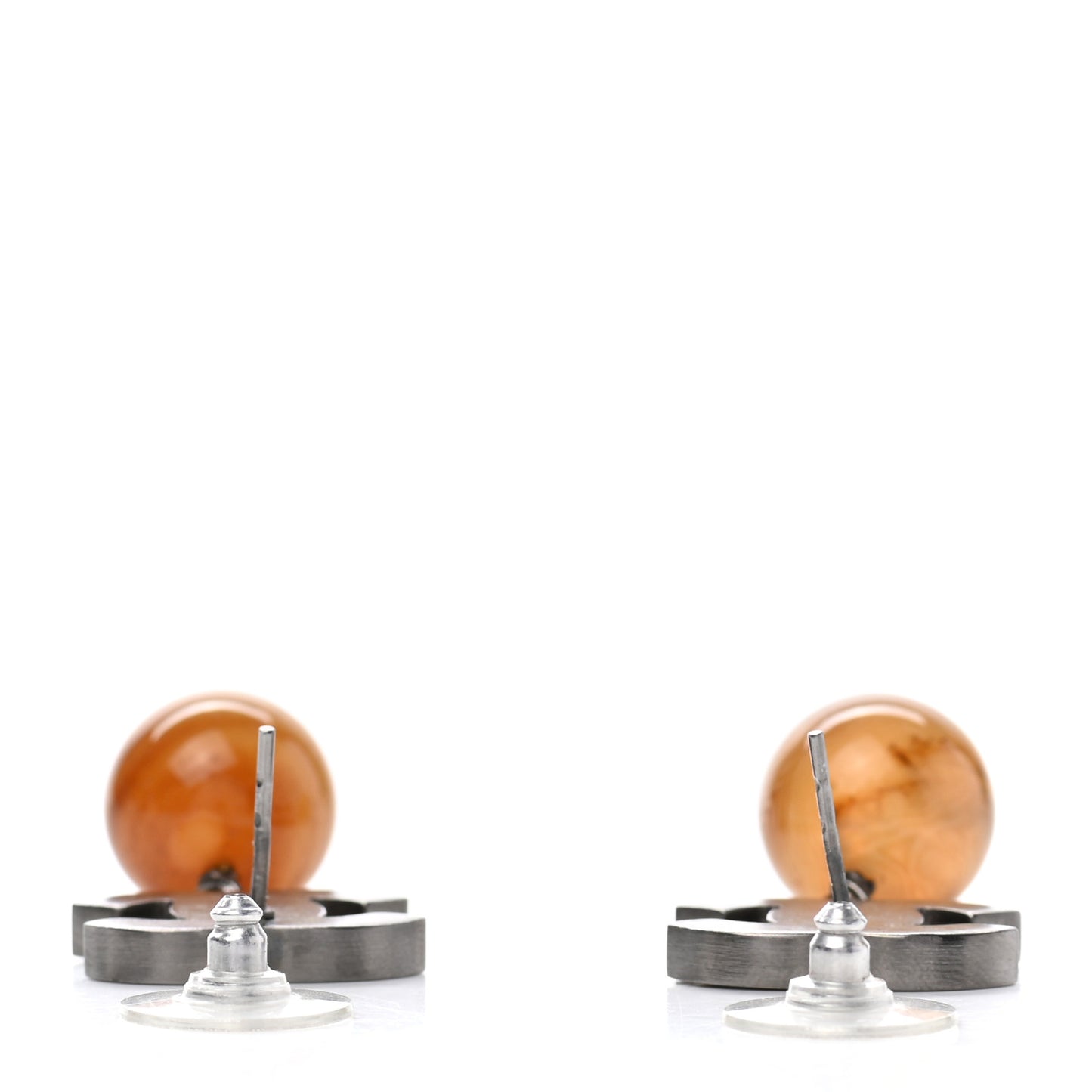 Agate Bead CC Drop Earrings Brown
