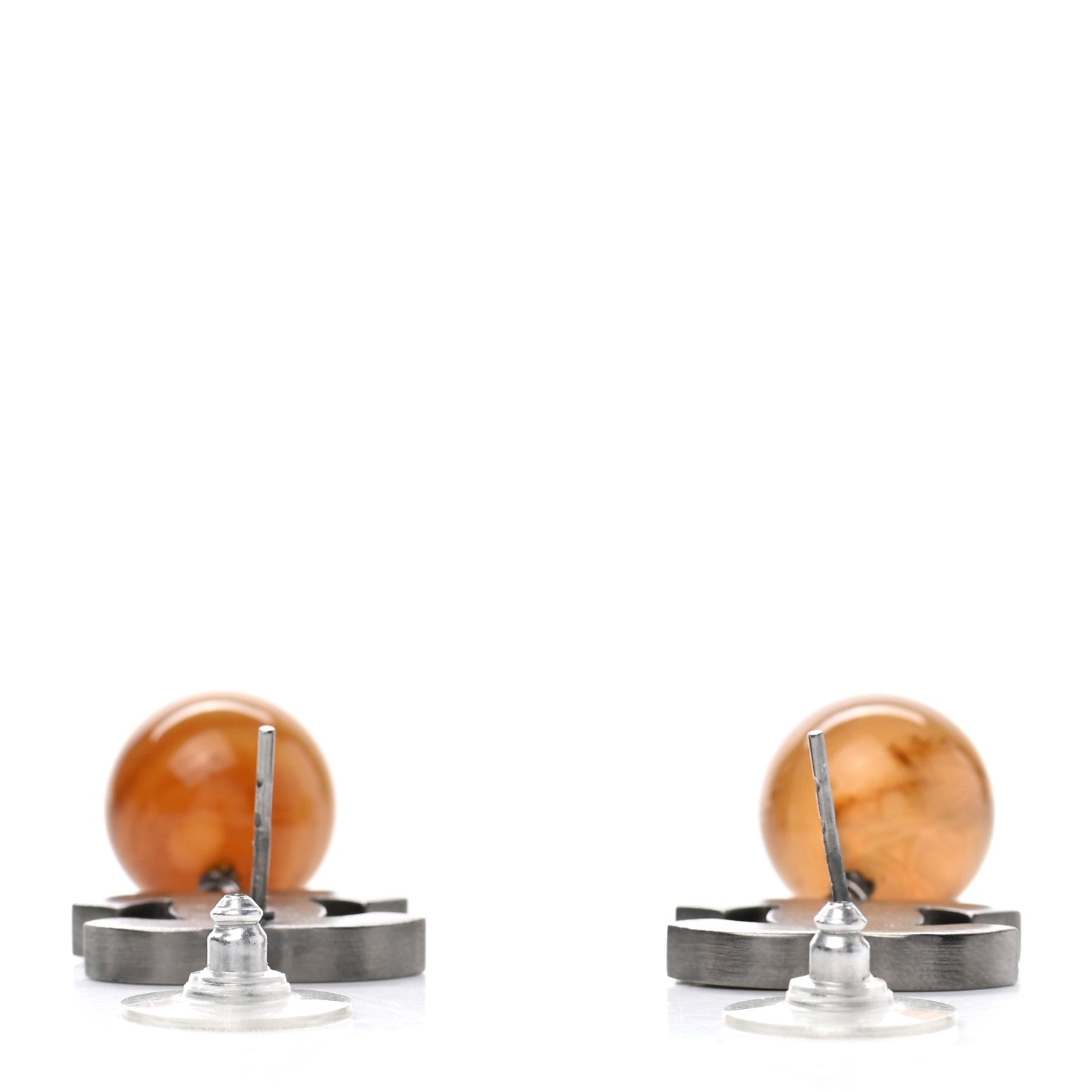 Chanel Agate Bead CC Drop Earrings Brown 3 of 4