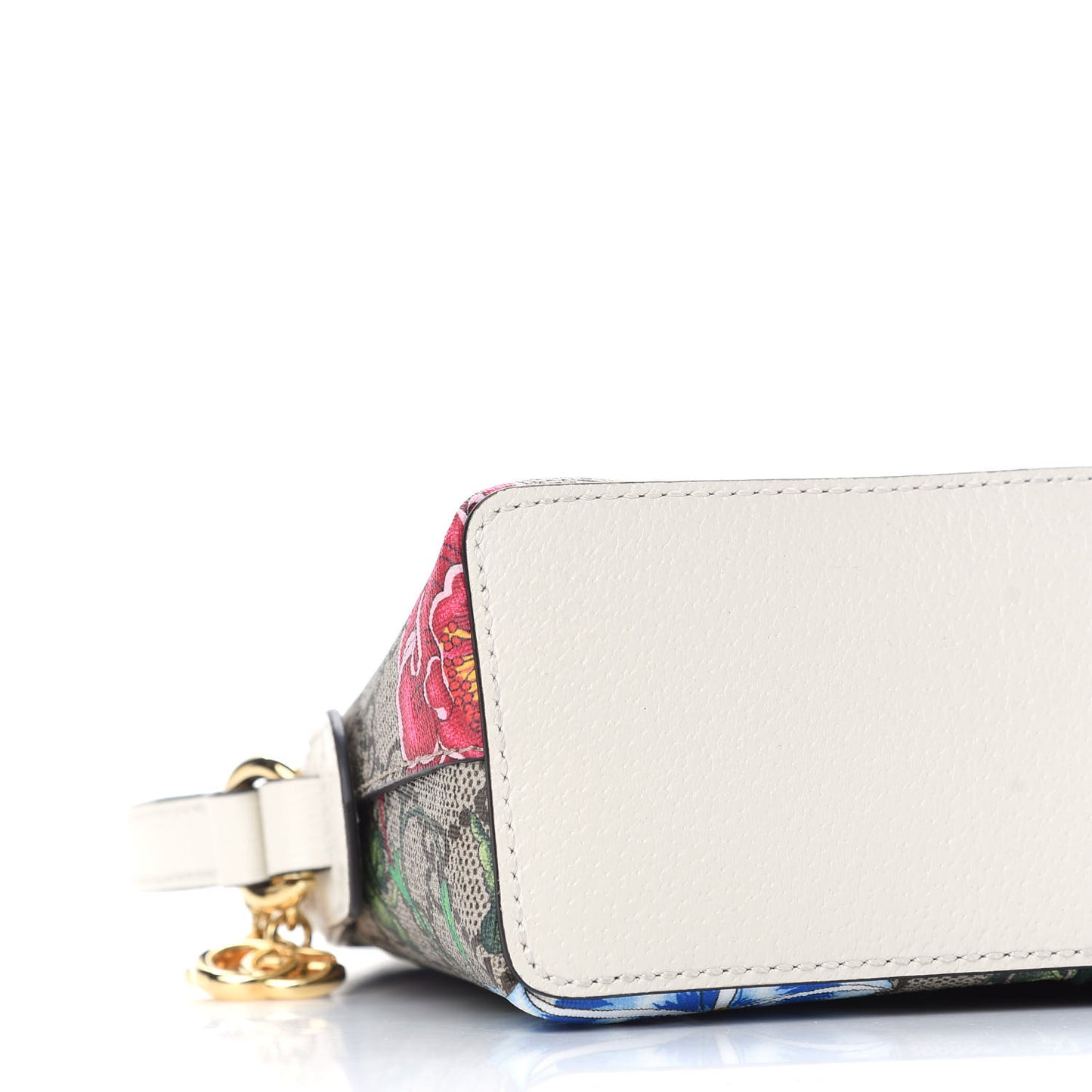 GG Supreme Monogram Flora Web GG Small Ophidia Dome Shoulder Bag White