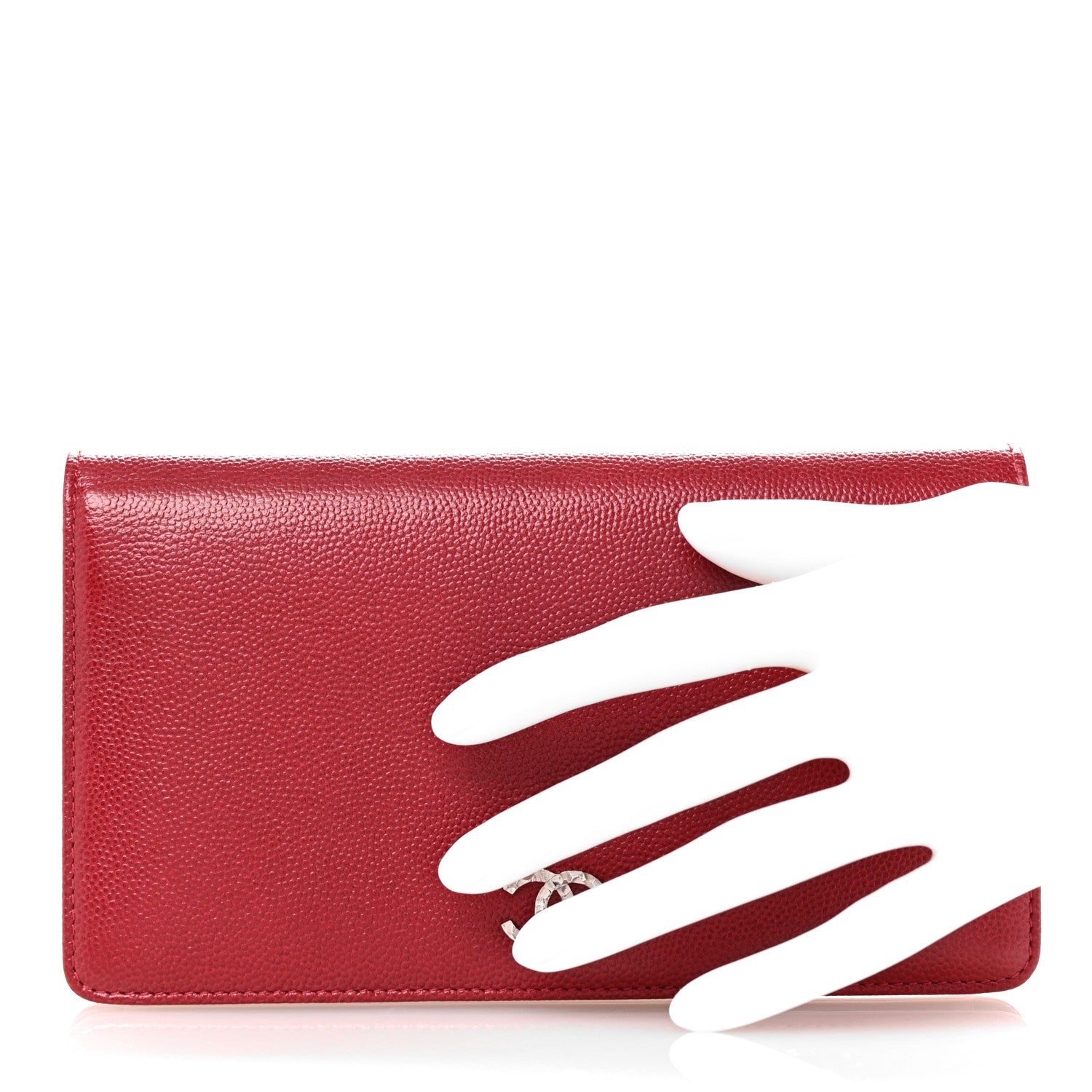 Chanel Caviar Sevruga Yen Wallet Red 2 of 9