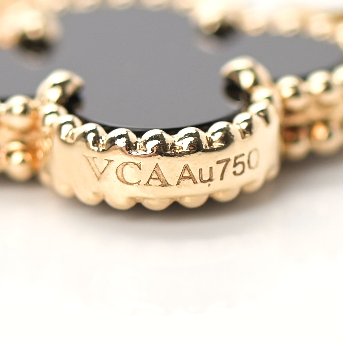 18K Yellow Gold Black Onyx 10 Motifs Vintage Alhambra Necklace
