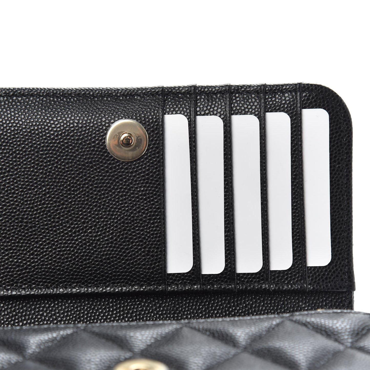 Caviar Quilted Mini Wallet On Chain WOC Black