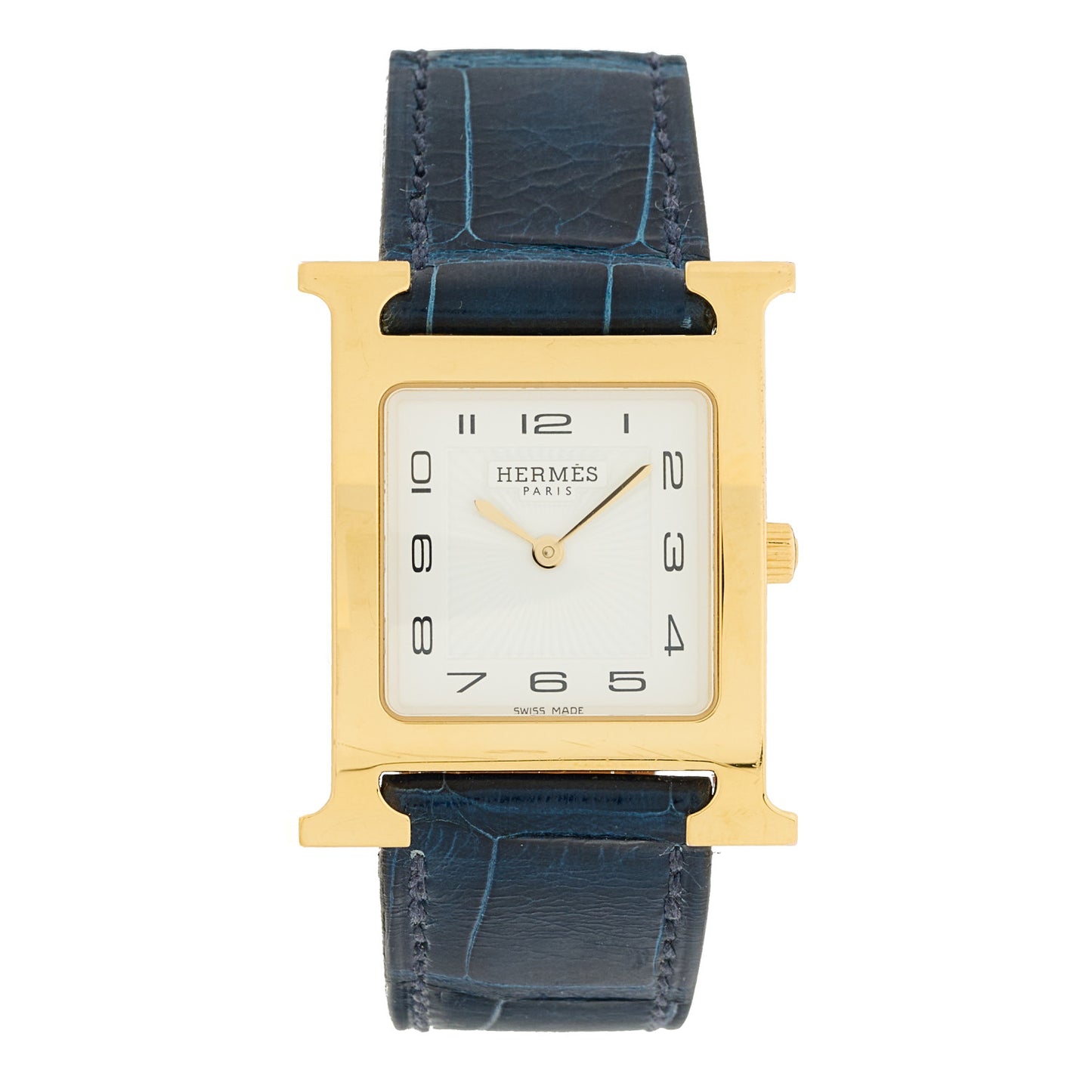 Stainless Steel Alligator 26mm Heure H Hour Quartz Watch Bleu Roi