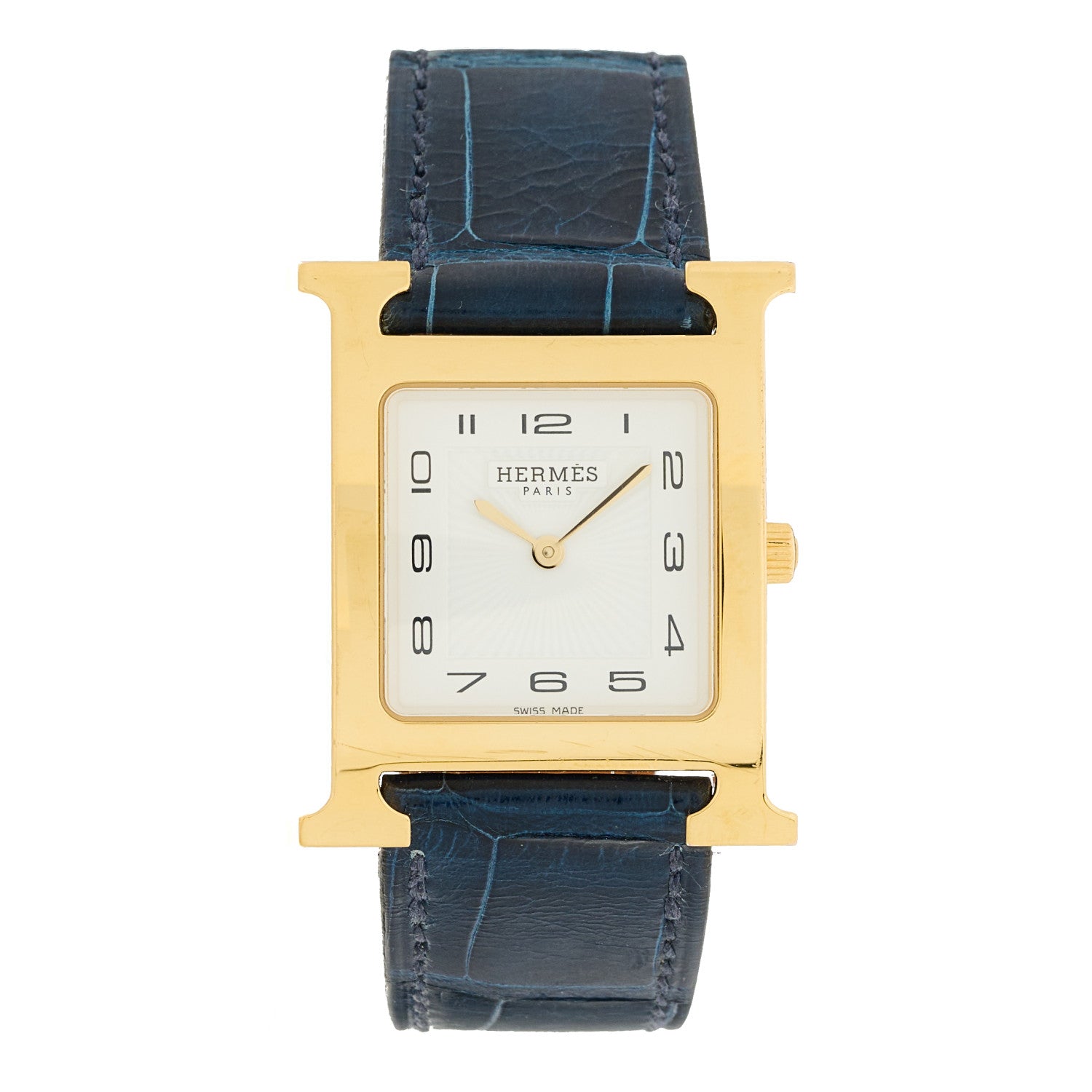 Hermes Stainless Steel Alligator 26mm Heure H Hour Quartz Watch Bleu Roi 1 of 4