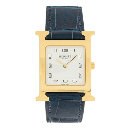 Hermes Stainless Steel Alligator 26mm Heure H Hour Quartz Watch Bleu Roi 1 of 4