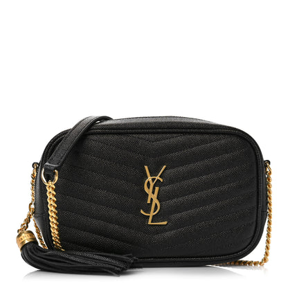 Saint Laurent Grain De Poudre Matelasse Monogram Mini Lou Camera Bag Black 1 of 9