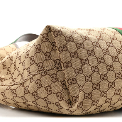 Gucci GG Monogram Web Large Giglio Tote Beige Brown 9 of 10