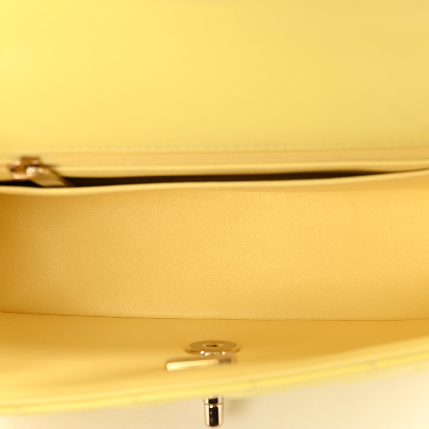 Lambskin Quilted Mini Chain Top Handle Rectangular Flap Light Yellow