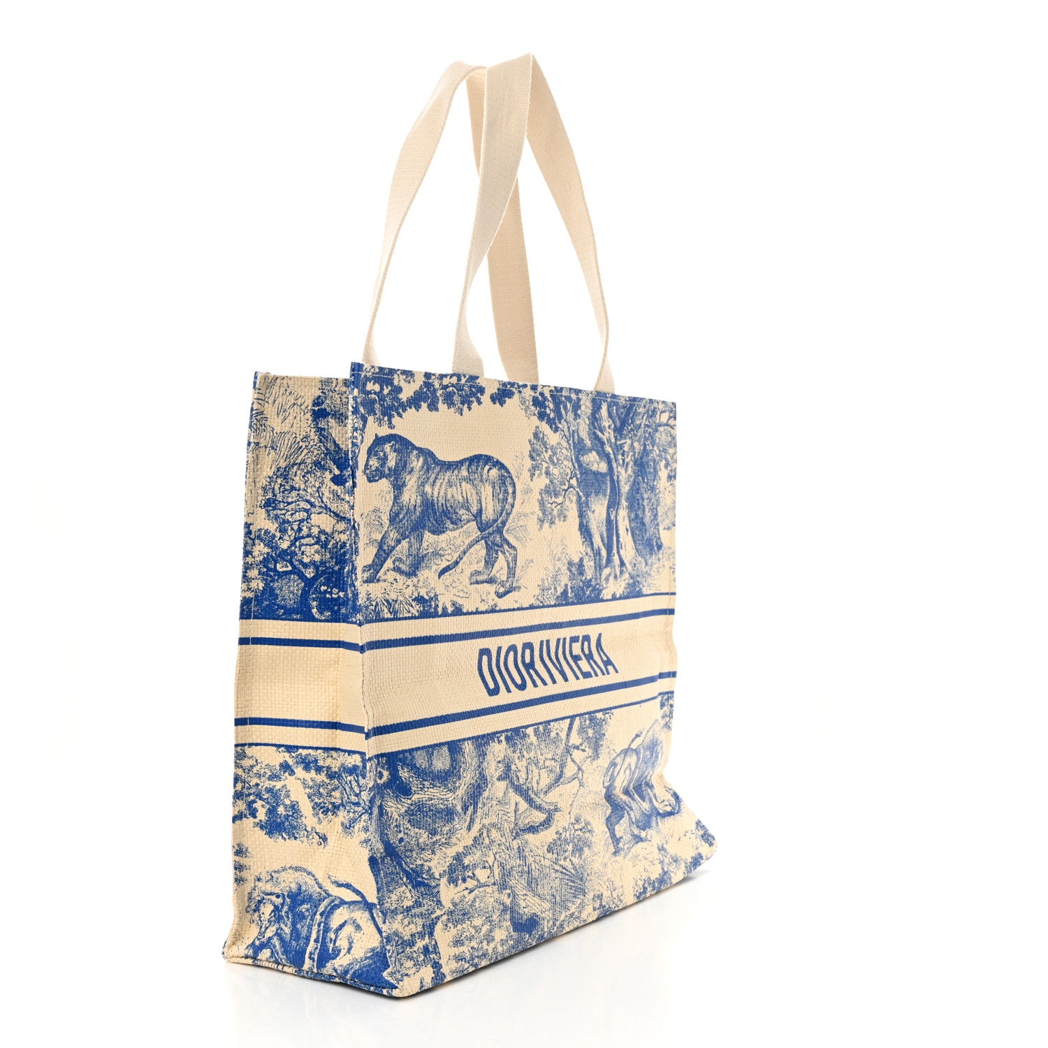 Christian Dior Straw Dioriviera Tote Blue 3 of 8