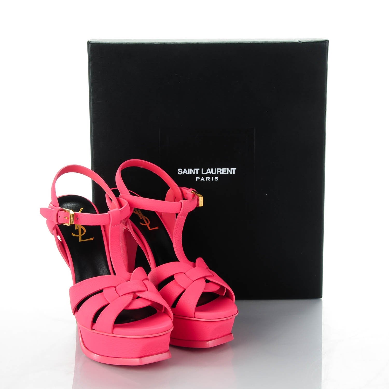 Saint Laurent Calfskin Tribute 105 Platform Sandals 35 Rose 10 of 10