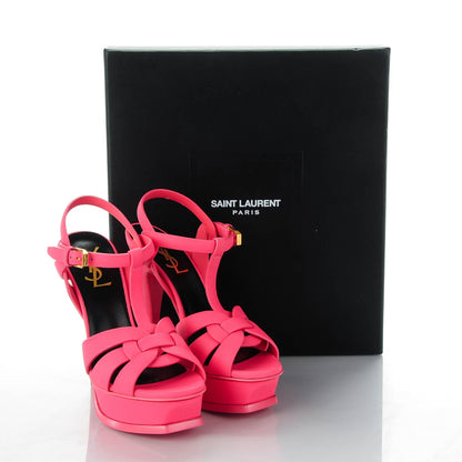 Saint Laurent Calfskin Tribute 105 Platform Sandals 35 Rose 10 of 10
