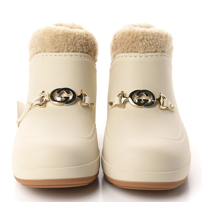 Gucci Rubber Wool Womens Crossy Ankle Boots 36 Mystic White Butterscotch 2 of 10