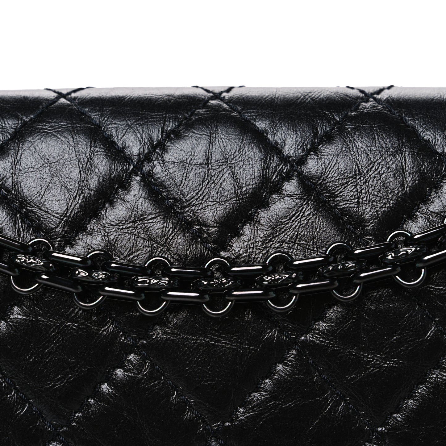 Aged Calfskin Quilted 2.55 Reissue 225 Flap  So Black