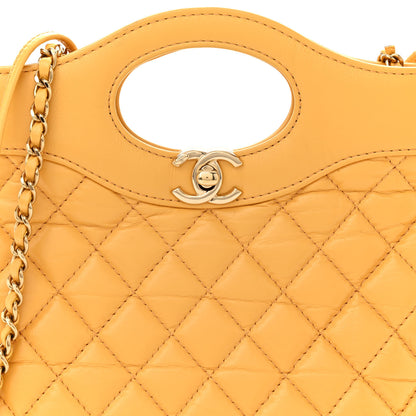Chanel Shiny Crumpled Calfskin Quilted Mini 31 Shopping Bag Yellow 7 of 11