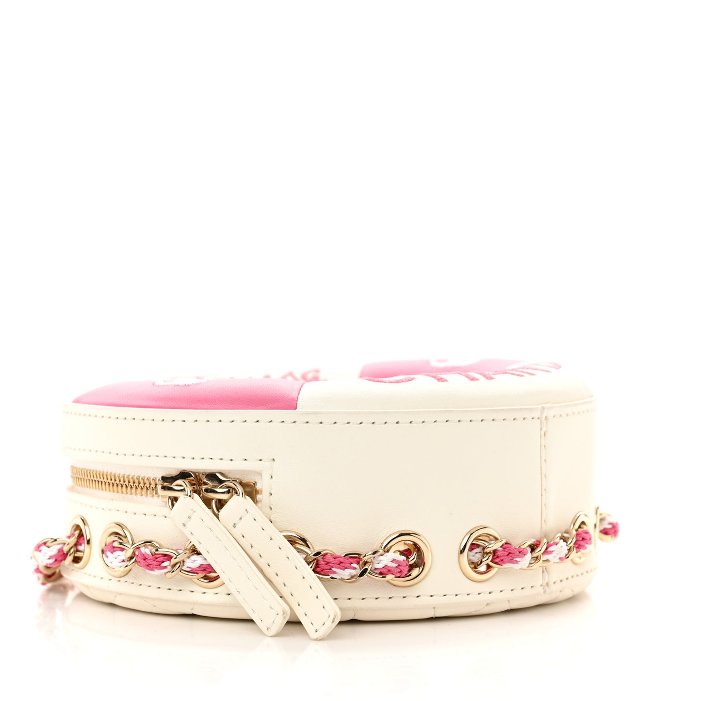 Lambskin Coco Lifesaver Round Bag Pink White
