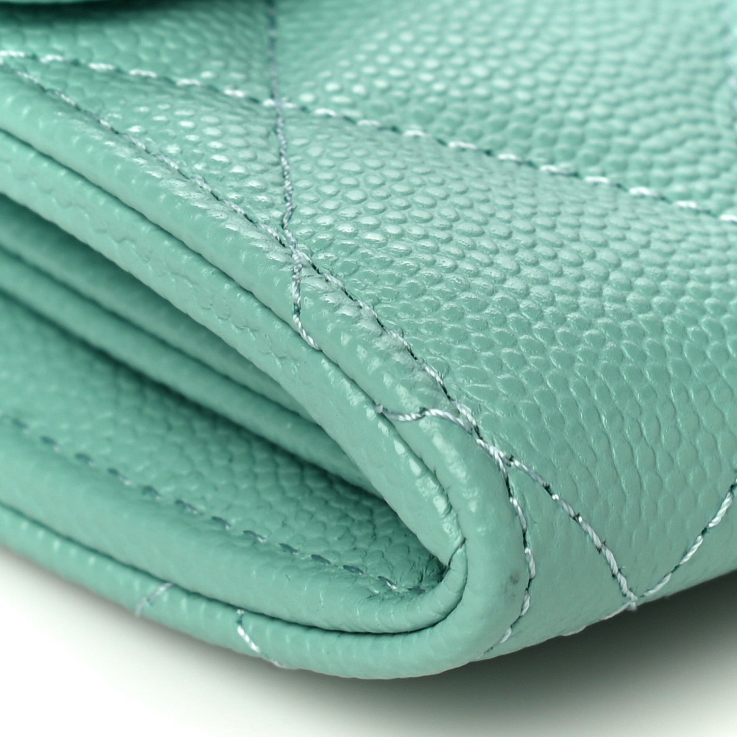 Chanel Caviar Quilted Large Gusset Flap Wallet Green 10 of 11