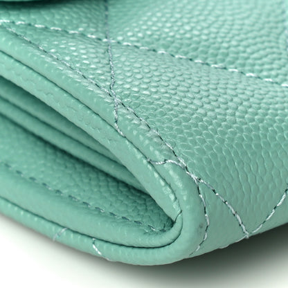 Chanel Caviar Quilted Large Gusset Flap Wallet Green 10 of 11