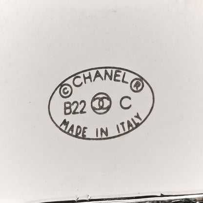 Chanel Metal Crystal Cha-Nel Logo Drop Earrings Silver 4 of 5