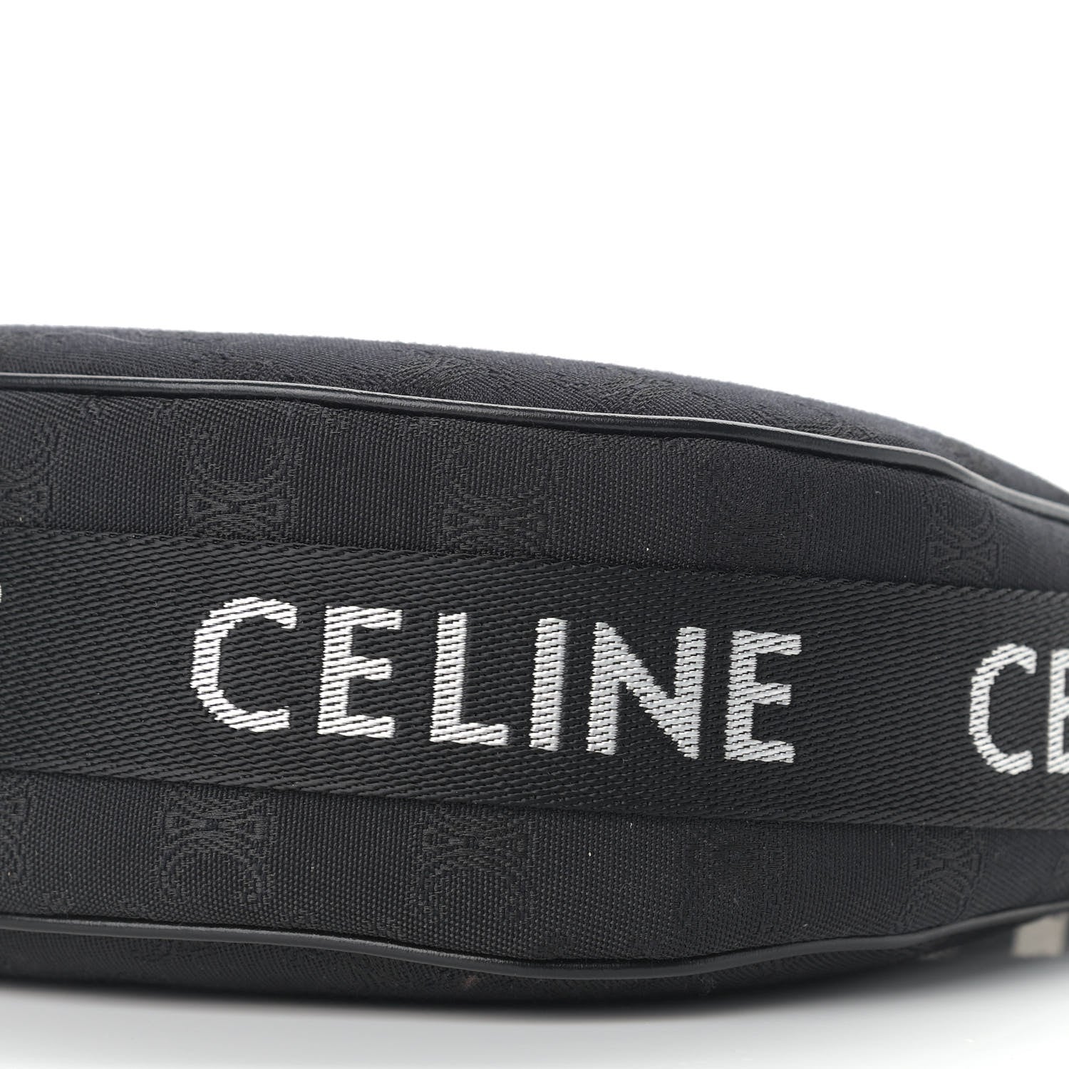 Celine Canvas Calfskin Jacquard Medium Ava Triomphe Shoulder Bag With Strap Black 9 of 9