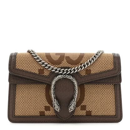 Gucci Monogram Jumbo GG Textured Dollar Calfskin Super Mini Dionysus Shoulder Bag Camel Ebony New Acero 1 of 10