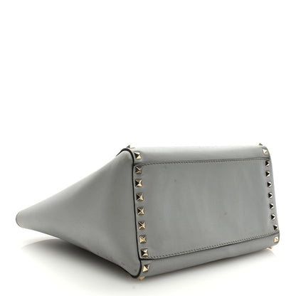 Valentino Garavani Vitello Small Rockstud Double Handle Tote Grey 4 of 9