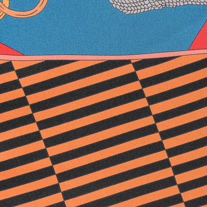 Hermes Silk Bouquets Selliers Maxi Twilly Rouge Bleu Black 7 of 7