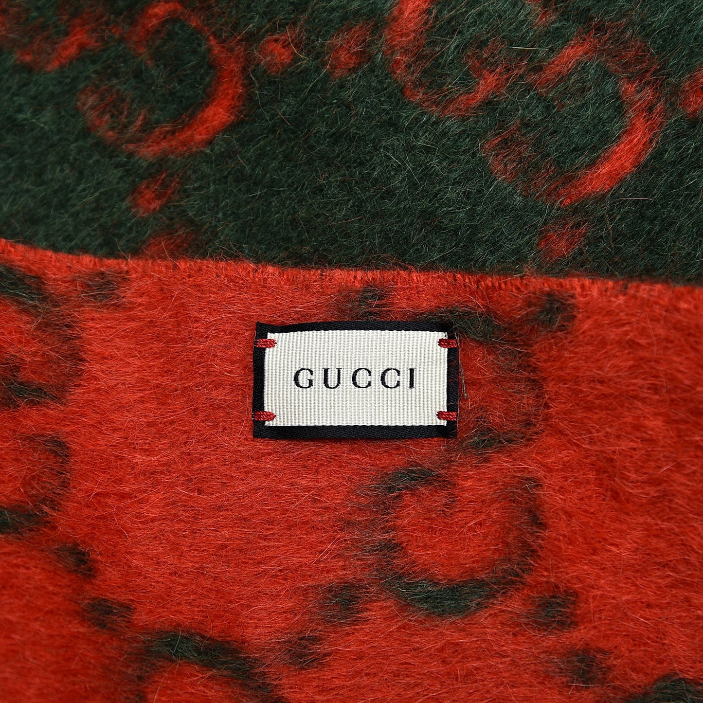 Wool Alpaca GG Monogram Big GG Rock Scarf Green Red