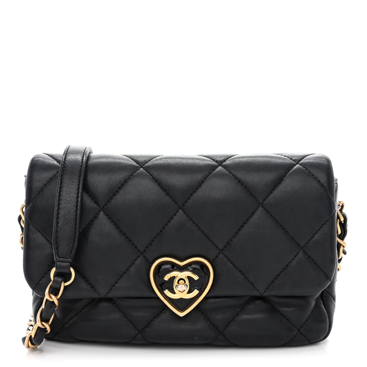 Chanel Lambskin Plexiglass Quilted Coco Love Flap Black 1 of 10