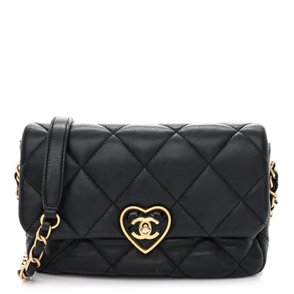 Chanel Lambskin Plexiglass Quilted Coco Love Flap Black 1 of 10