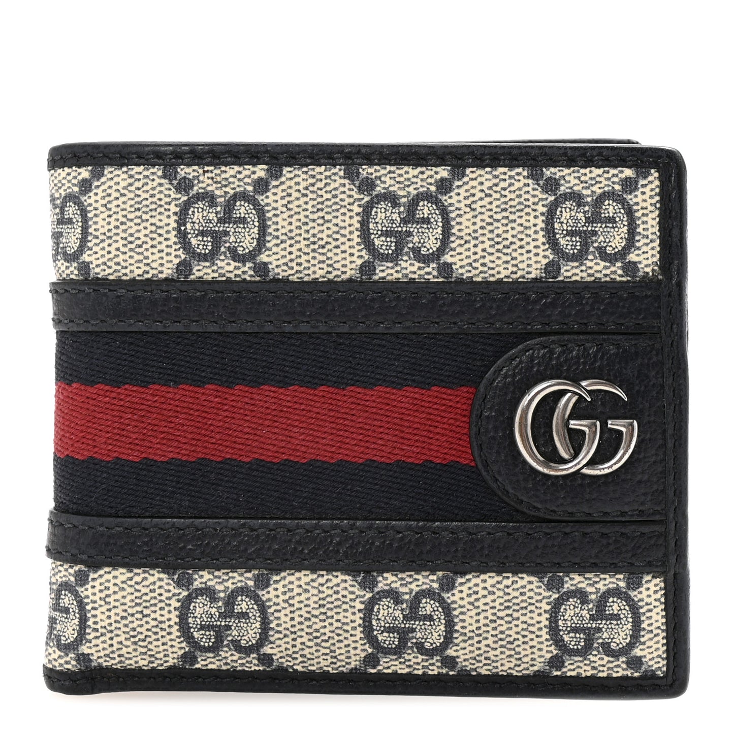 GG Supreme Monogram Web Mens Ophidia Bi-Fold Coin Wallet Beige Blue