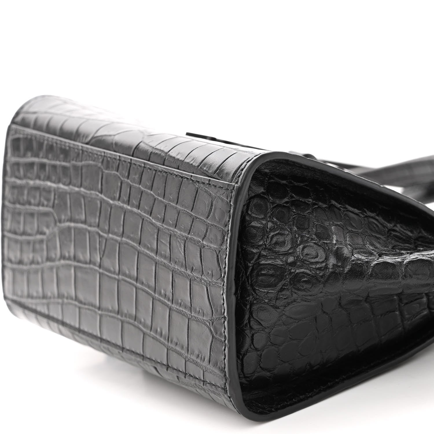 Saint Laurent Calfskin Crocodile Embossed Monogram Toy Cabas Black 9 of 9