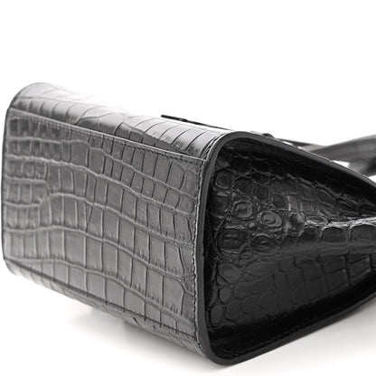 Saint Laurent Calfskin Crocodile Embossed Monogram Toy Cabas Black 9 of 9