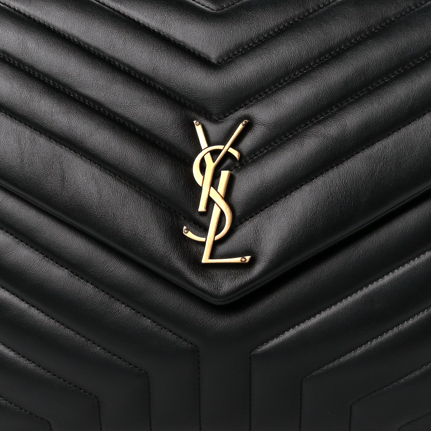 Calfskin Y Quilted Monogram Large Loulou Chain Satchel Black