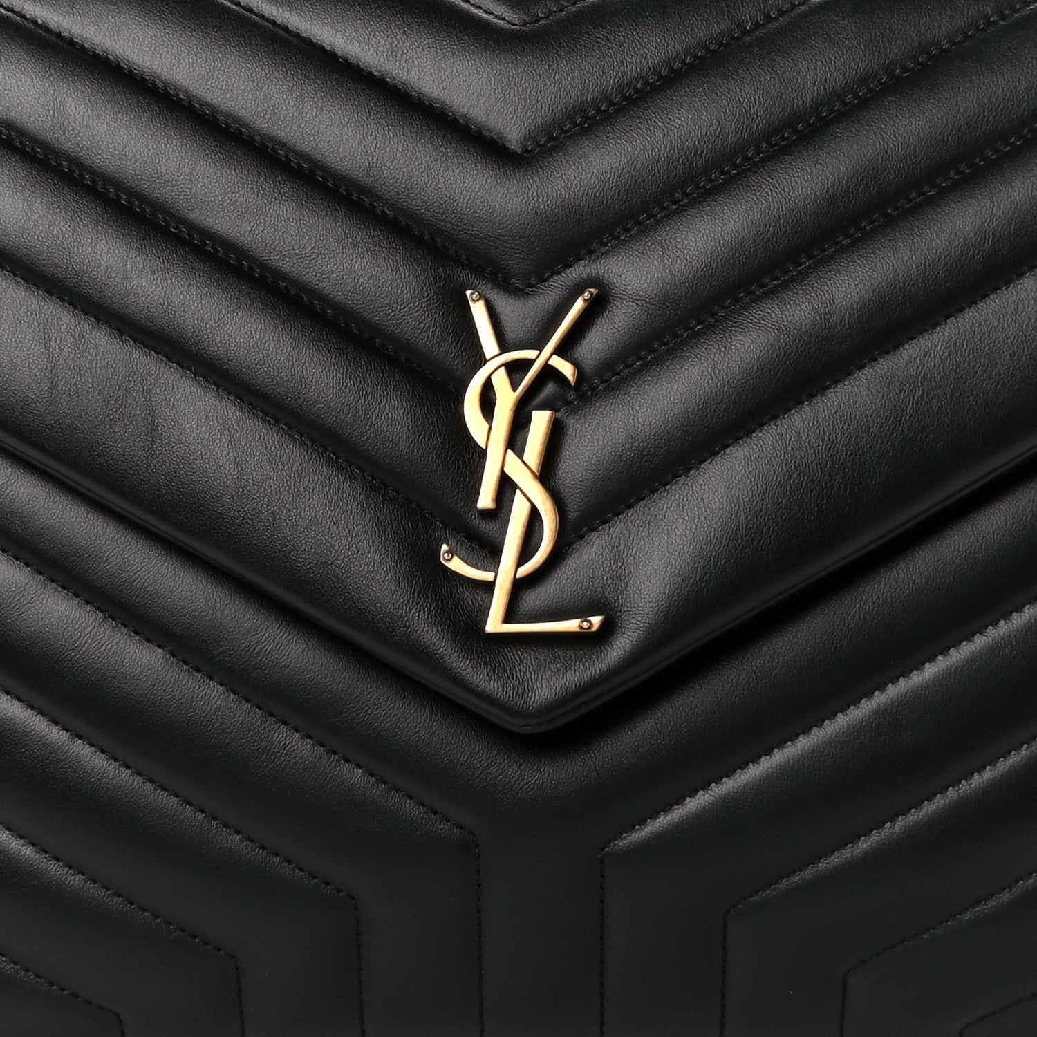 Saint Laurent Calfskin Y Quilted Monogram Large Loulou Chain Satchel Black 10 of 12