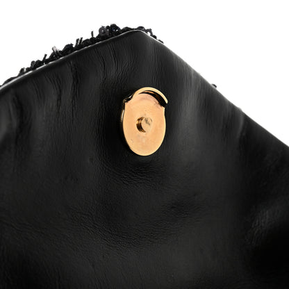 Saint Laurent Sequin Monogram Loulou Puffer Pouch Clutch Black 8 of 10