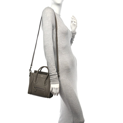 Celine Drummed Calfskin Nano Luggage Souris 2 of 9