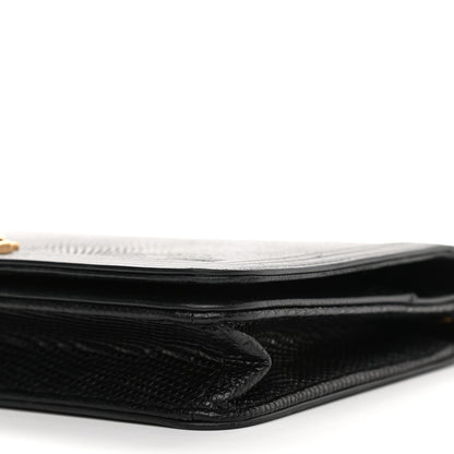 Chanel Lizard Calfskin Boy Wallet on Chain WOC Black 10 of 11
