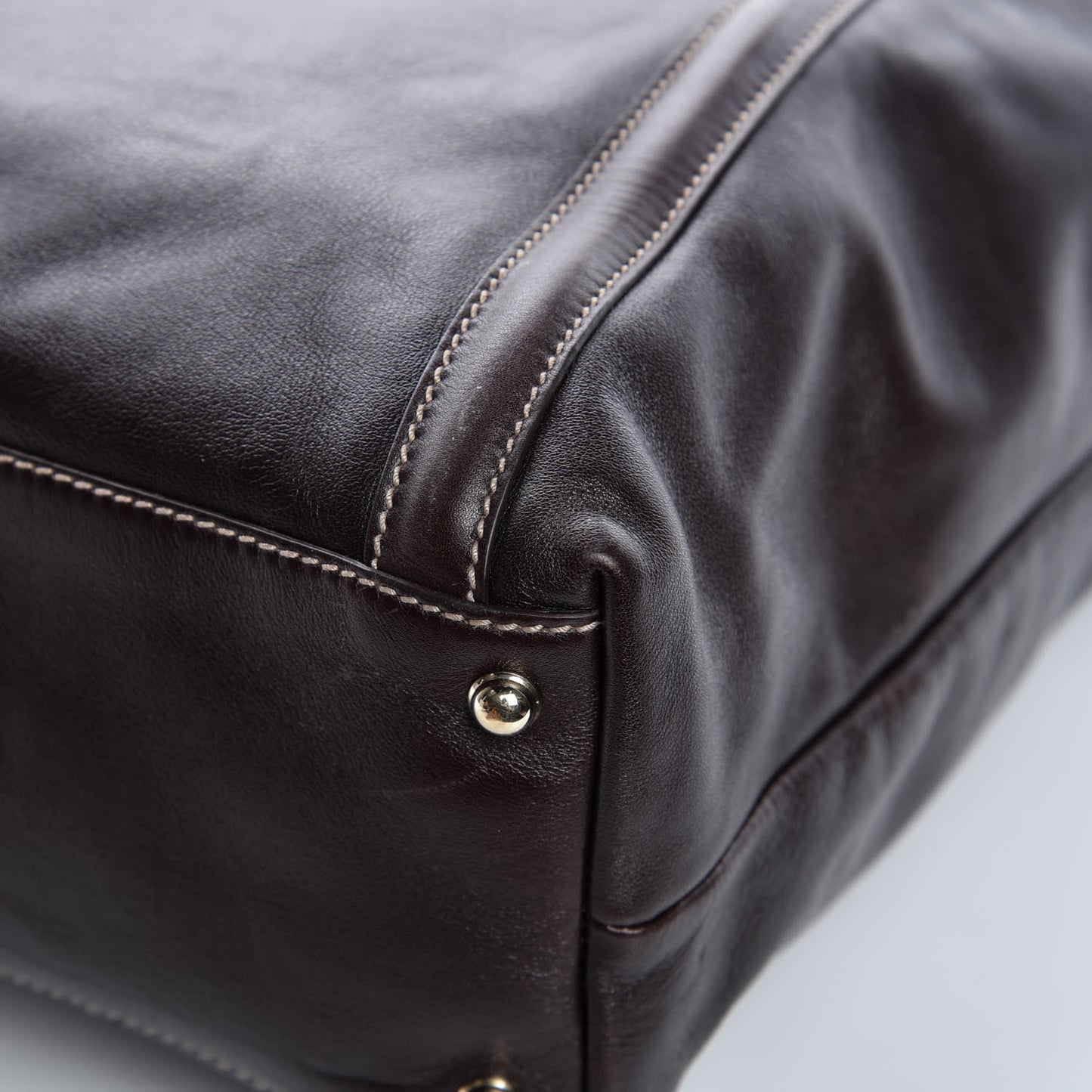 Calfskin Large Britt Shoulder Bag Dark Brown