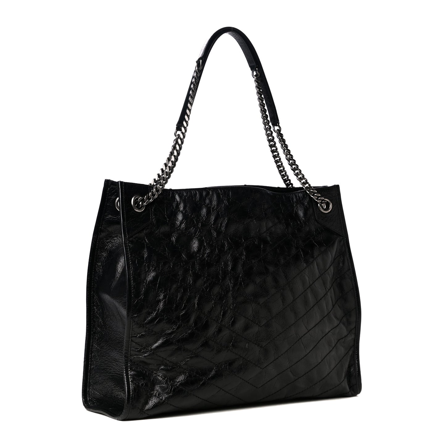 Crinkled Calfskin Matelasse Monogram Niki Shoulder Bag Black