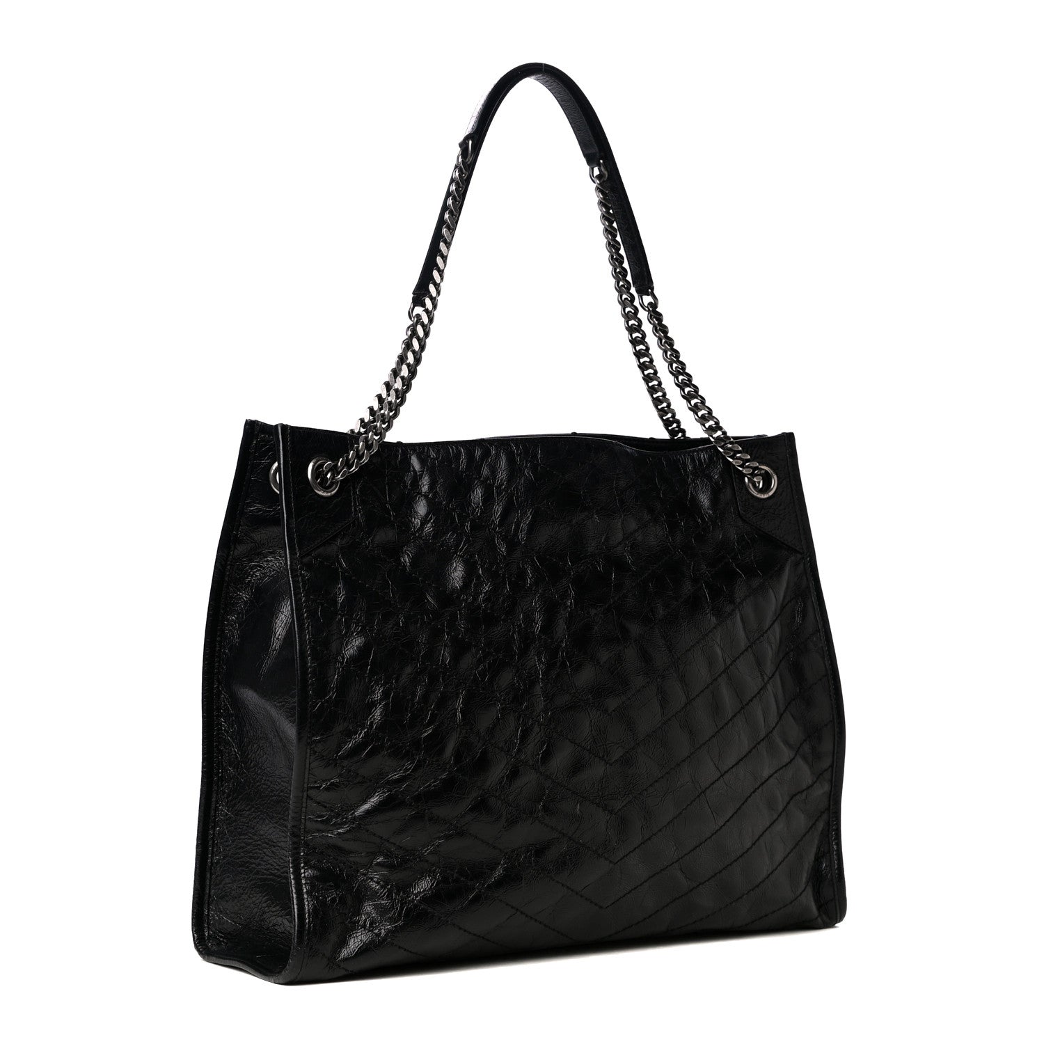 Saint Laurent Crinkled Calfskin Matelasse Monogram Niki Shoulder Bag Black 2 of 4